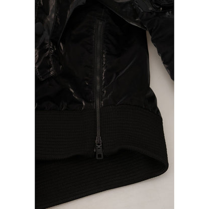 Dolce & Gabbana Black Nylon Hooded Full Zip Bomber Jacket