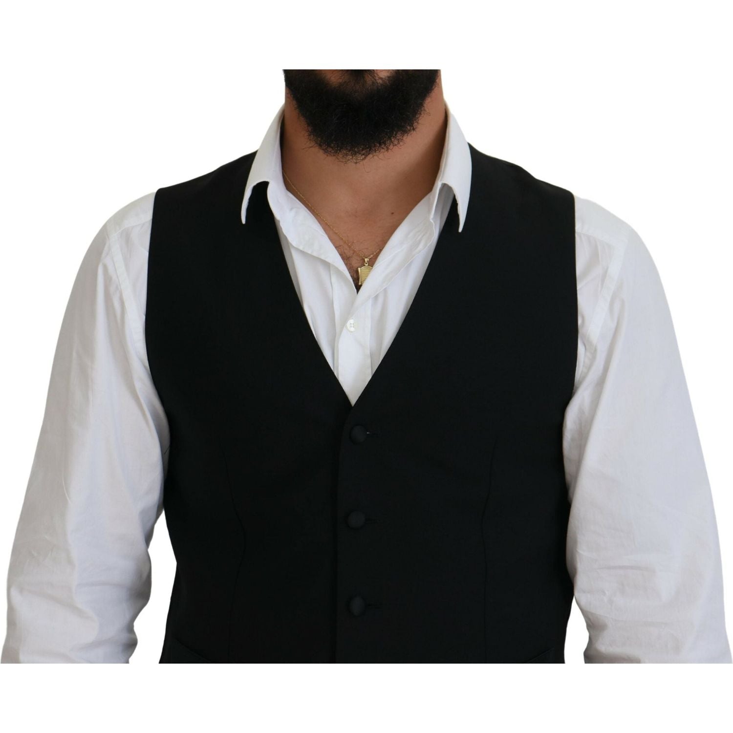 Dolce & Gabbana Black Virgin Wool Waistcoat Formal Vest