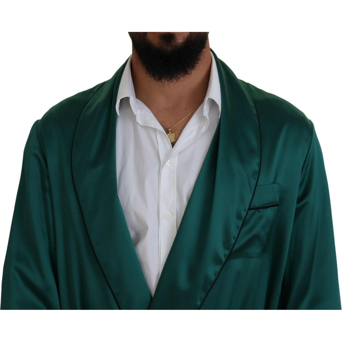 Dolce & Gabbana Elegant Silk Robe in Lush Green Dolce & Gabbana