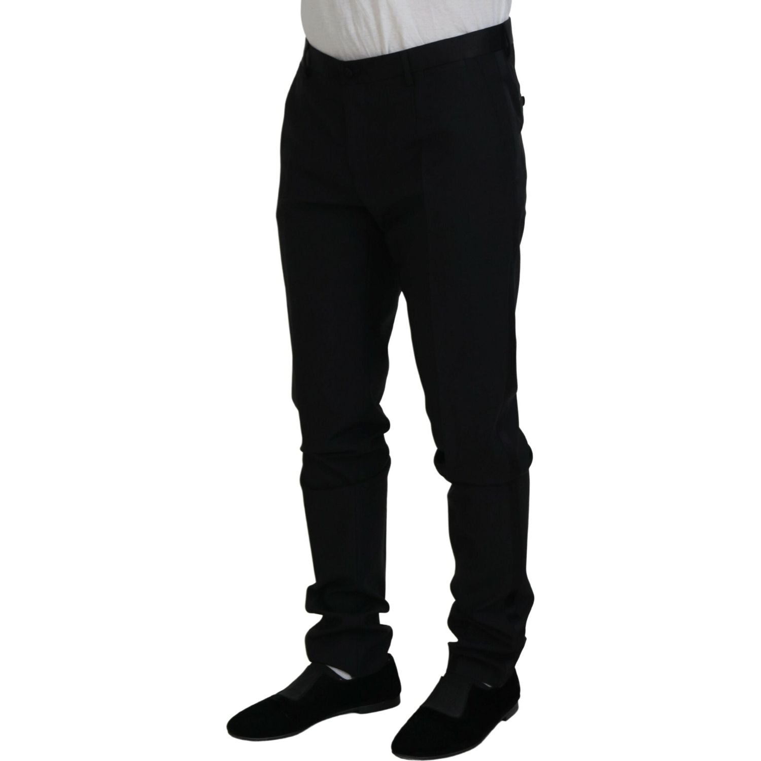 Dolce & Gabbana Black Wool Chino Dress Formal Pants