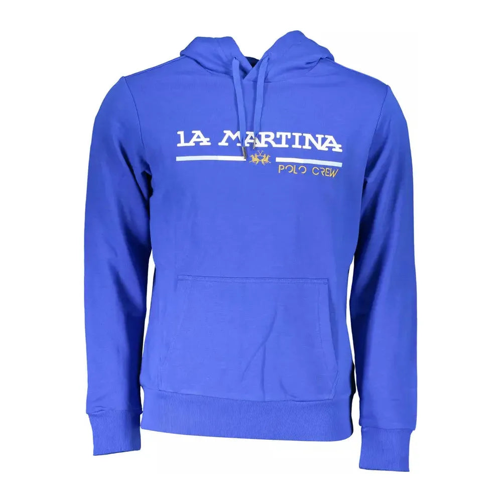 La Martina Blue Cotton Men Sweater La Martina