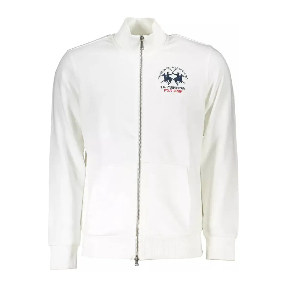 La Martina White Cotton Men Sweater La Martina