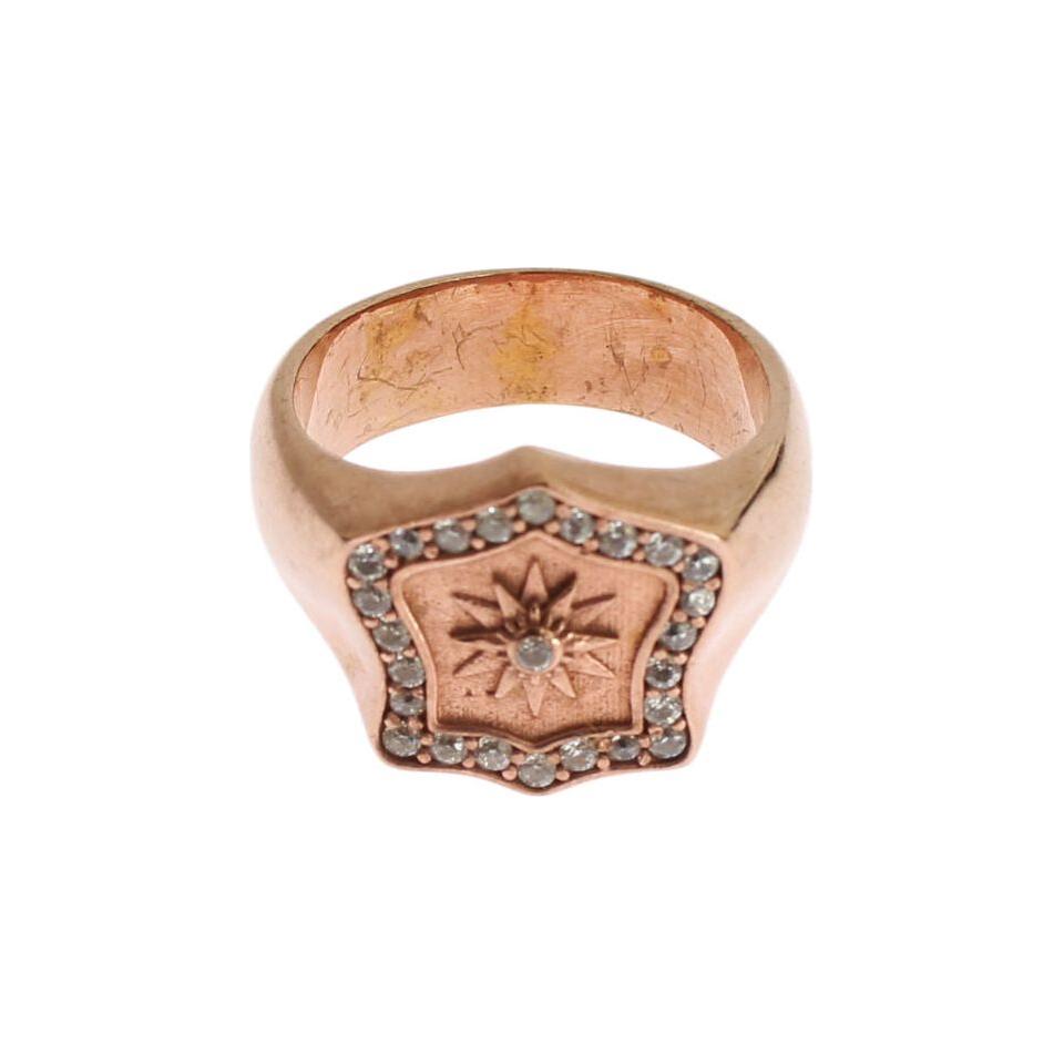 Nialaya Pink Gold 925 Silver Authentic Clear Ring
