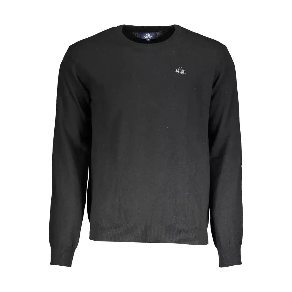 La Martina Black Wool Men Sweater La Martina