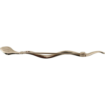 Dolce & Gabbana Silver Brass Crystal Spilla Serpente Brooch Pin