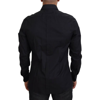 Dolce & Gabbana Black Roses Slim Fit Cotton Shirt