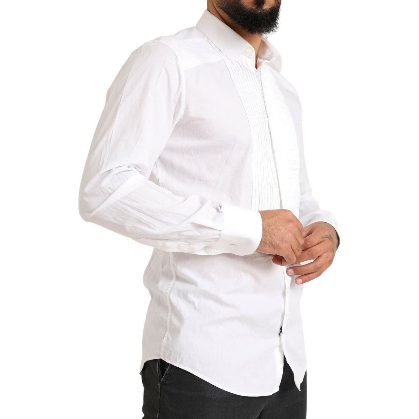 Dolce & Gabbana Elegant White Slim Fit Cotton Dress Shirt Dolce & Gabbana