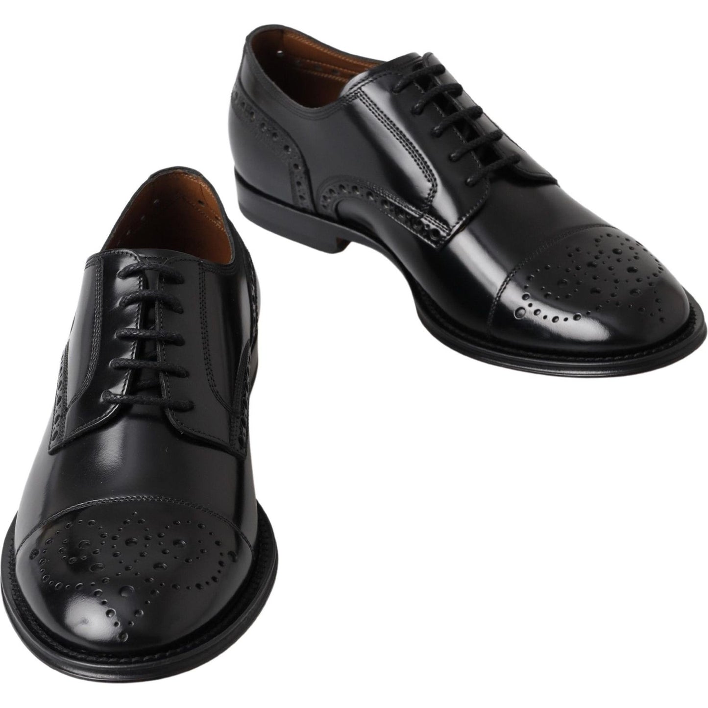 Dolce & Gabbana Elegant Black Leather Oxford Wingtip Shoes Dolce & Gabbana