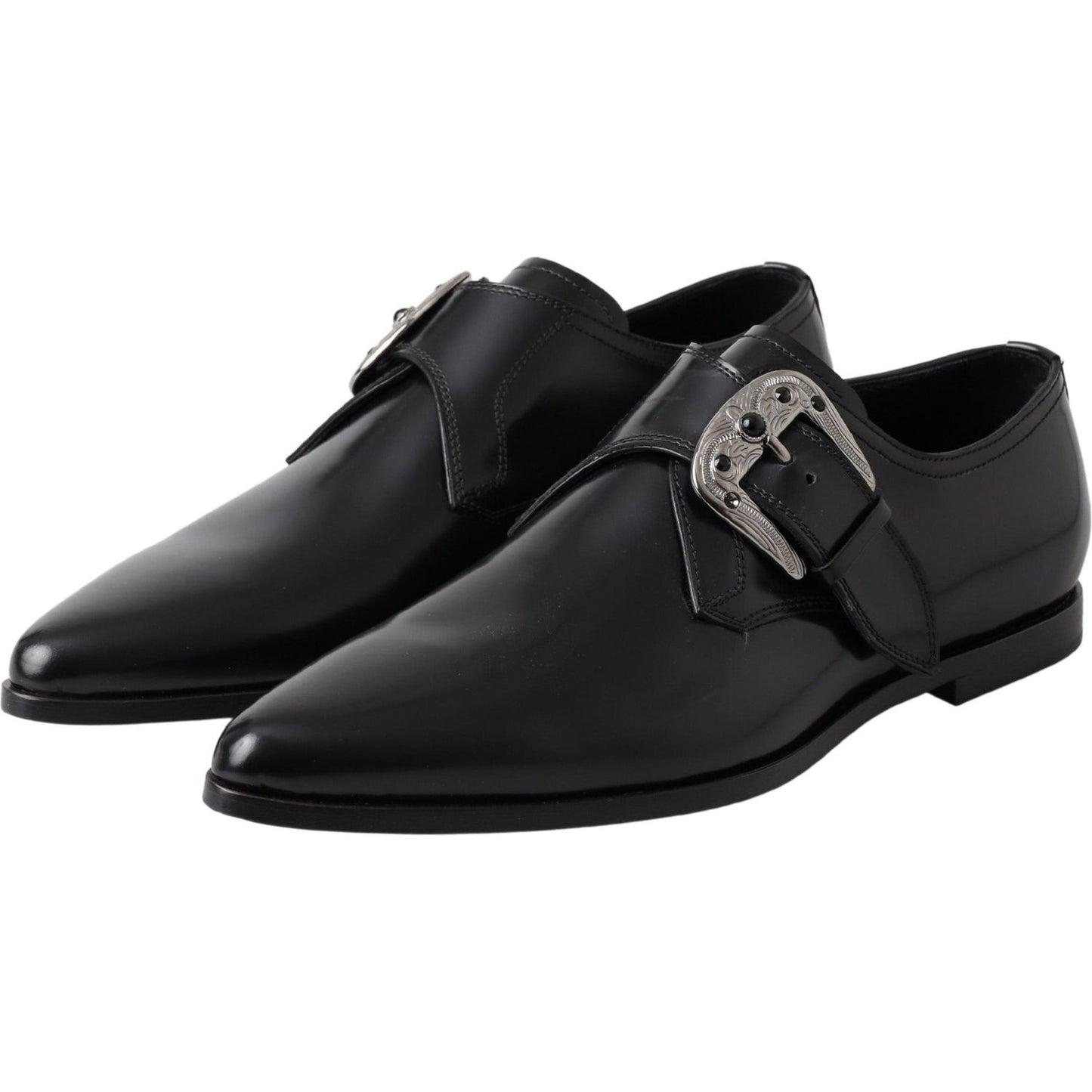 Dolce & Gabbana Elegant Black Leather Monk Strap Shoes Dolce & Gabbana