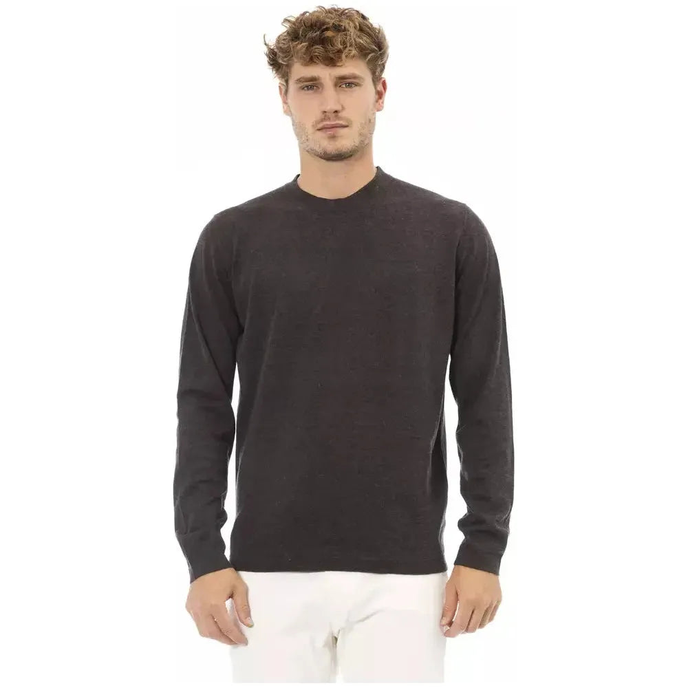 Alpha Studio Brown Cotton Men Sweater Alpha Studio