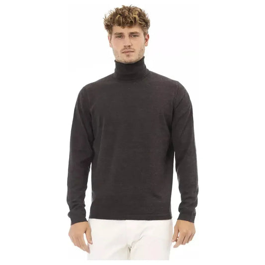 Alpha Studio Brown Cotton Men Sweater Alpha Studio