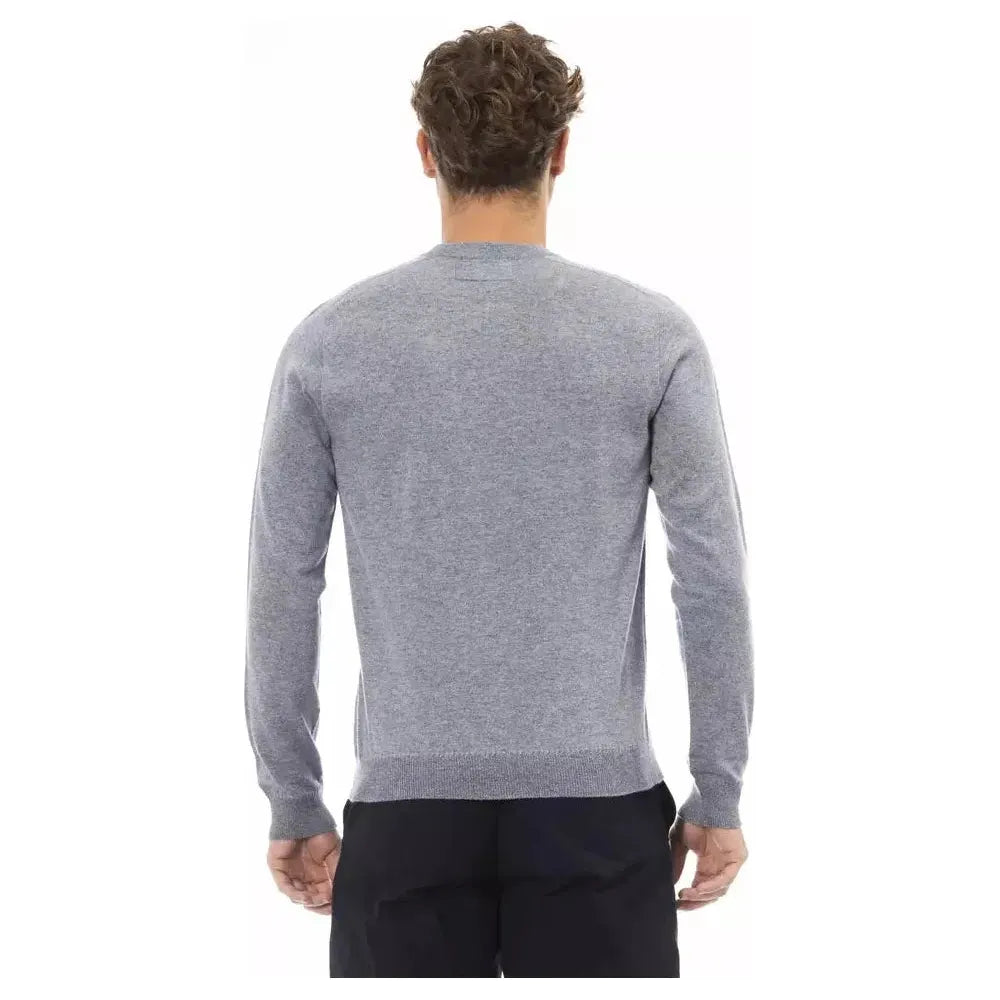 Alpha Studio Light Blue Viscose Men Sweater Alpha Studio