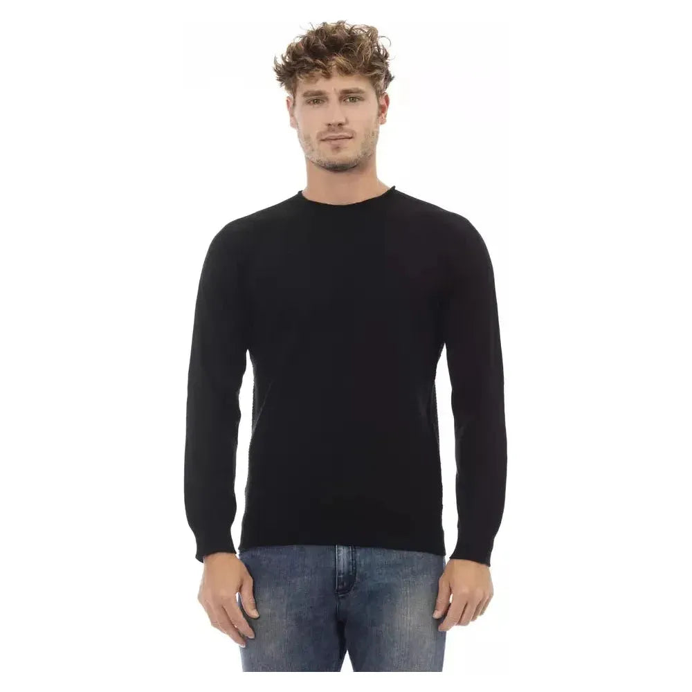 Alpha Studio Black Viscose Men Sweater Alpha Studio