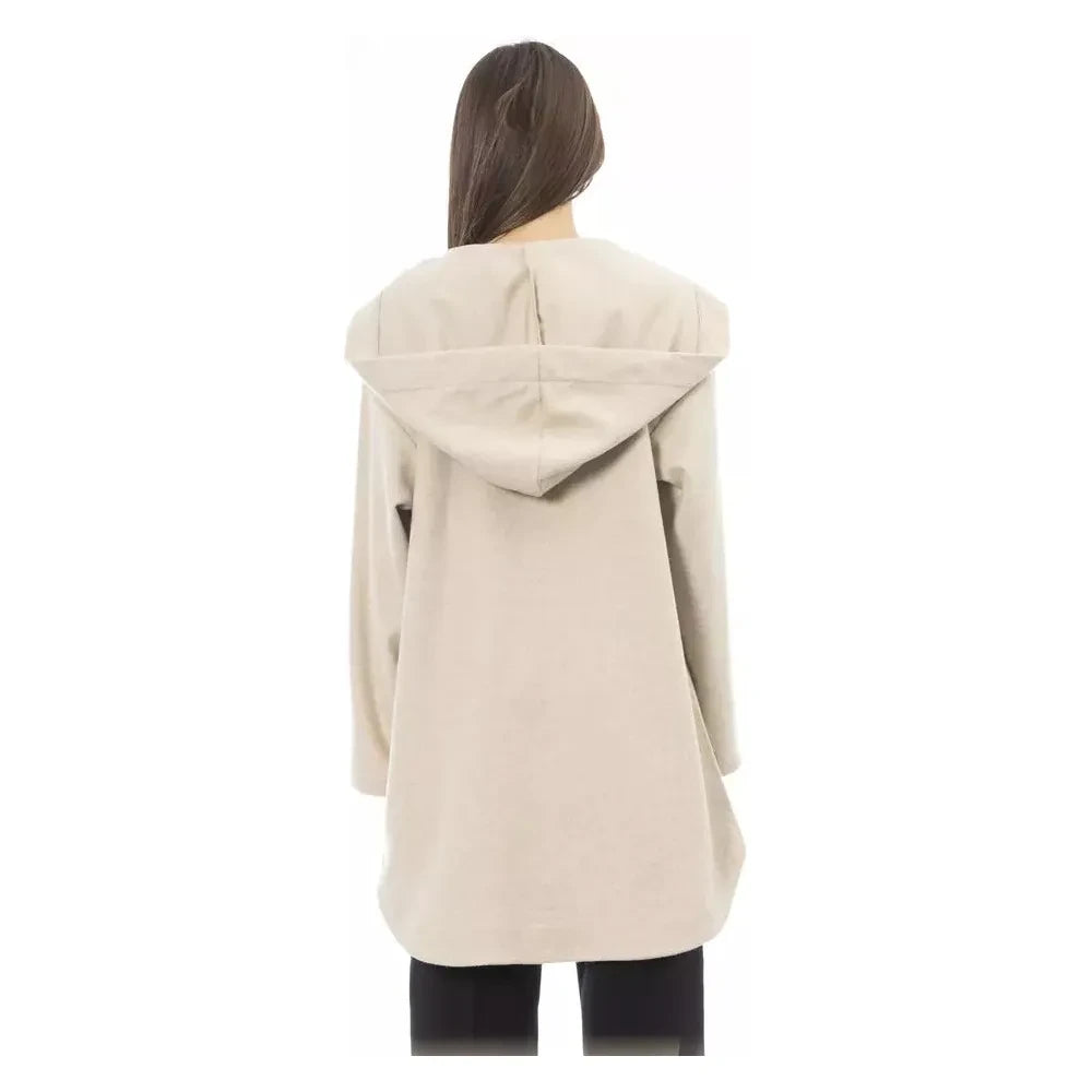 Alpha Studio Beige Wool Women Sweater with Hood Alpha Studio