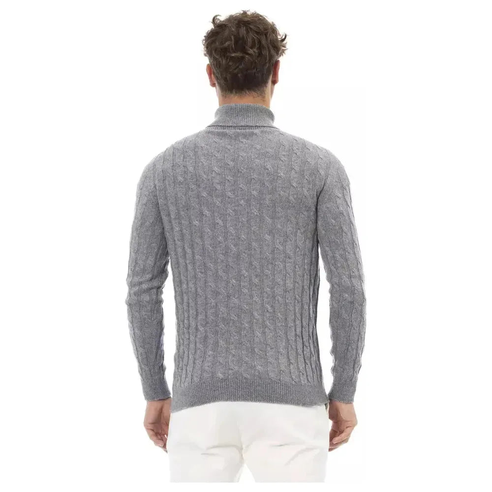 Alpha Studio Gray Viscose Men Sweater Alpha Studio