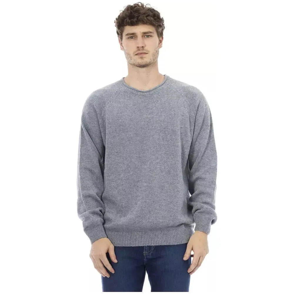 Alpha Studio Light Blue Viscose Men Sweater Alpha Studio