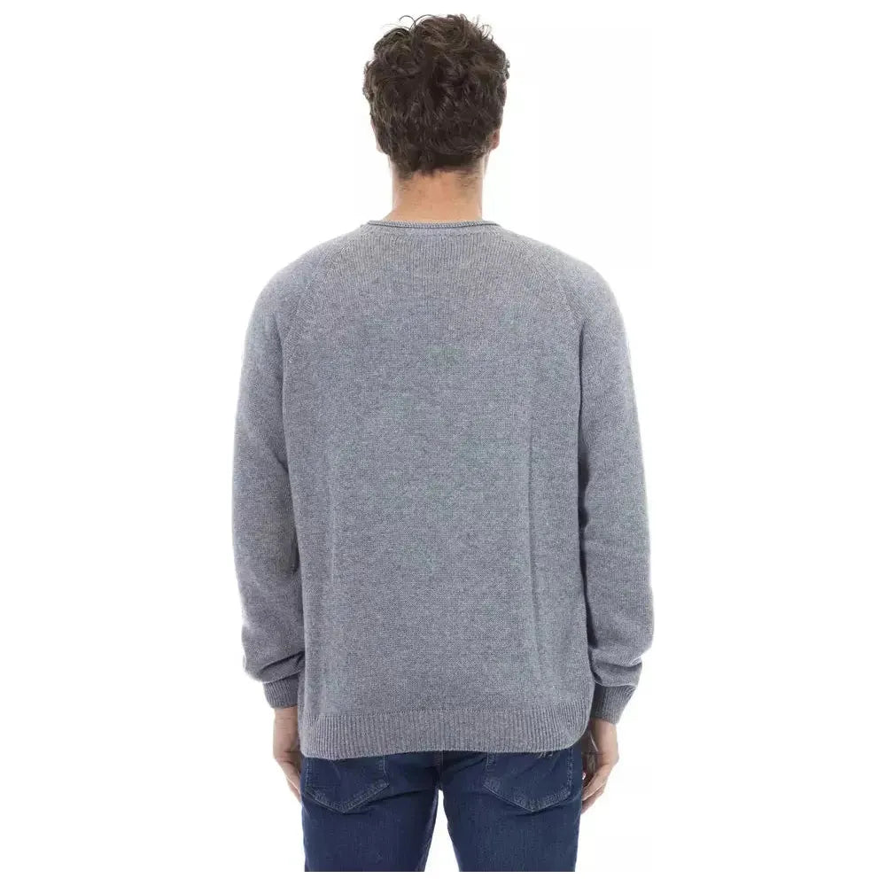 Alpha Studio Light Blue Viscose Men Sweater Alpha Studio