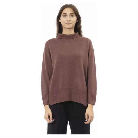 Alpha Studio Chic Turtleneck Sweater with Side Slits Alpha Studio