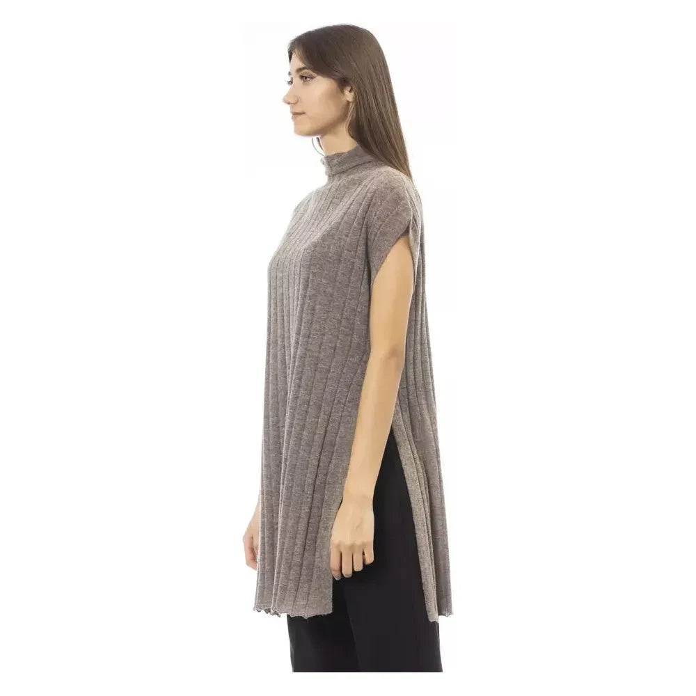 Alpha Studio Brown Alpaca Women Sweater Alpha Studio