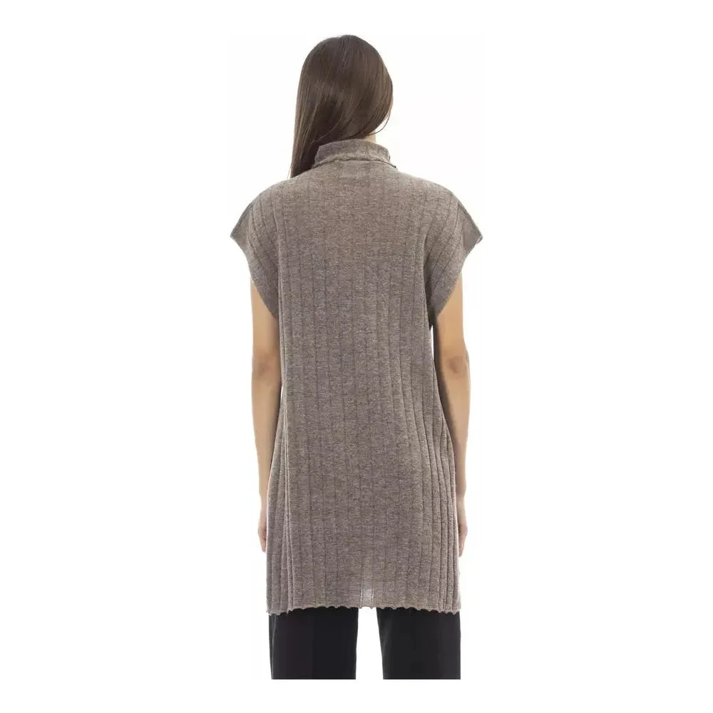 Alpha Studio Brown Alpaca Women Sweater Alpha Studio