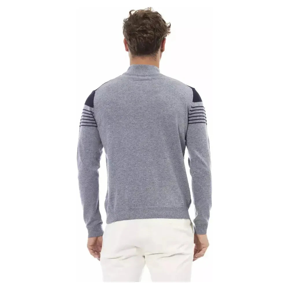 Alpha Studio Light Blue Wool Men Sweater Alpha Studio