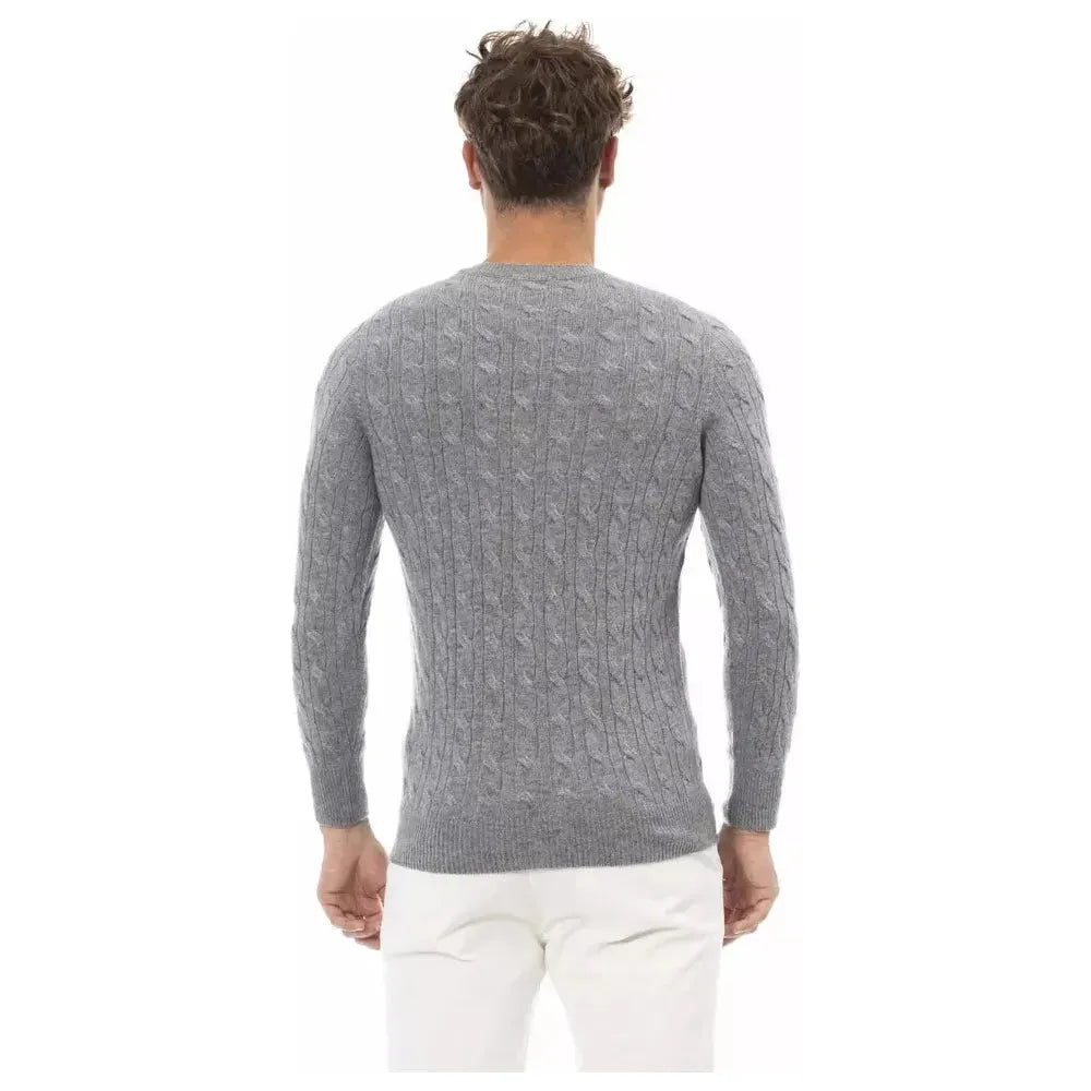 Alpha Studio Gray Cashmere Men Sweater Alpha Studio