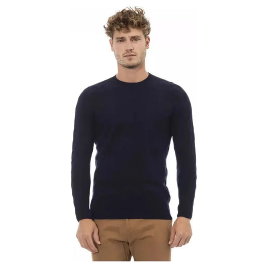 Alpha Studio Blue Wool Men Sweater Alpha Studio