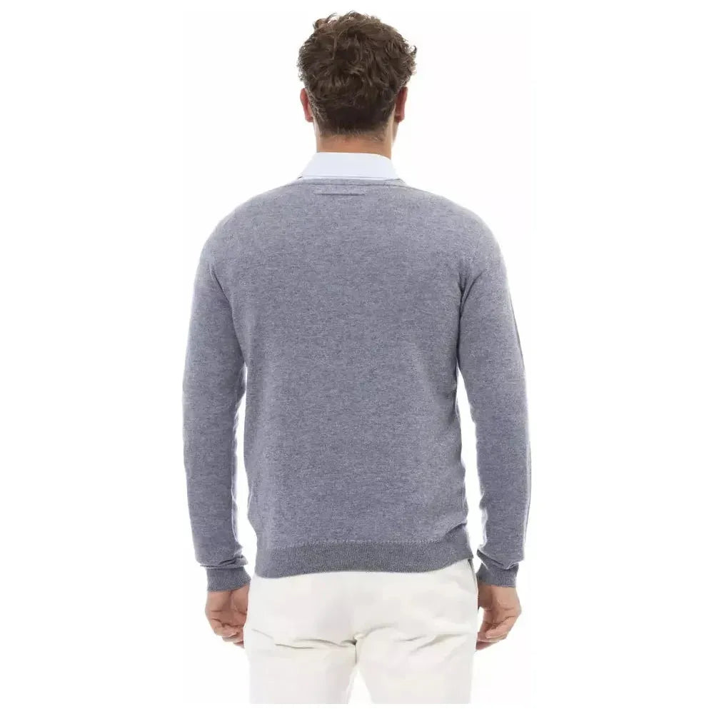 Alpha Studio Light Blue Viscose Men Sweater Alpha Studio