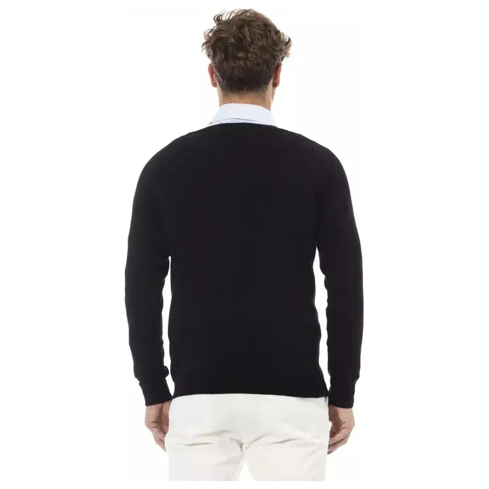 Alpha Studio Black Wool Men Sweater Alpha Studio