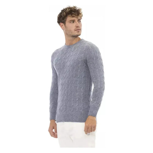 Alpha Studio Light Blue Viscose Men Sweater Alpha Studio