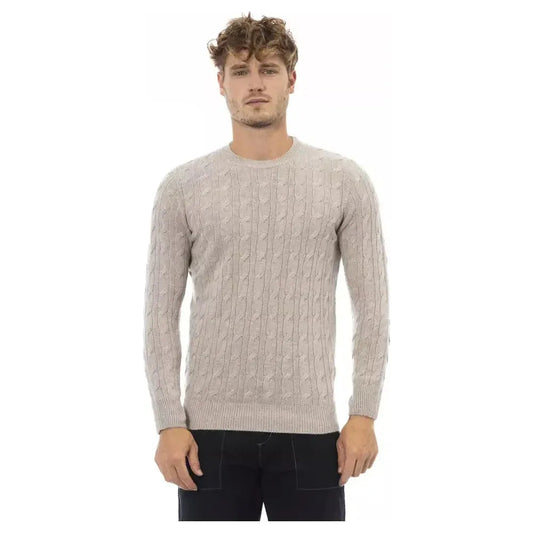 Alpha Studio Beige Viscose Men Sweater Alpha Studio