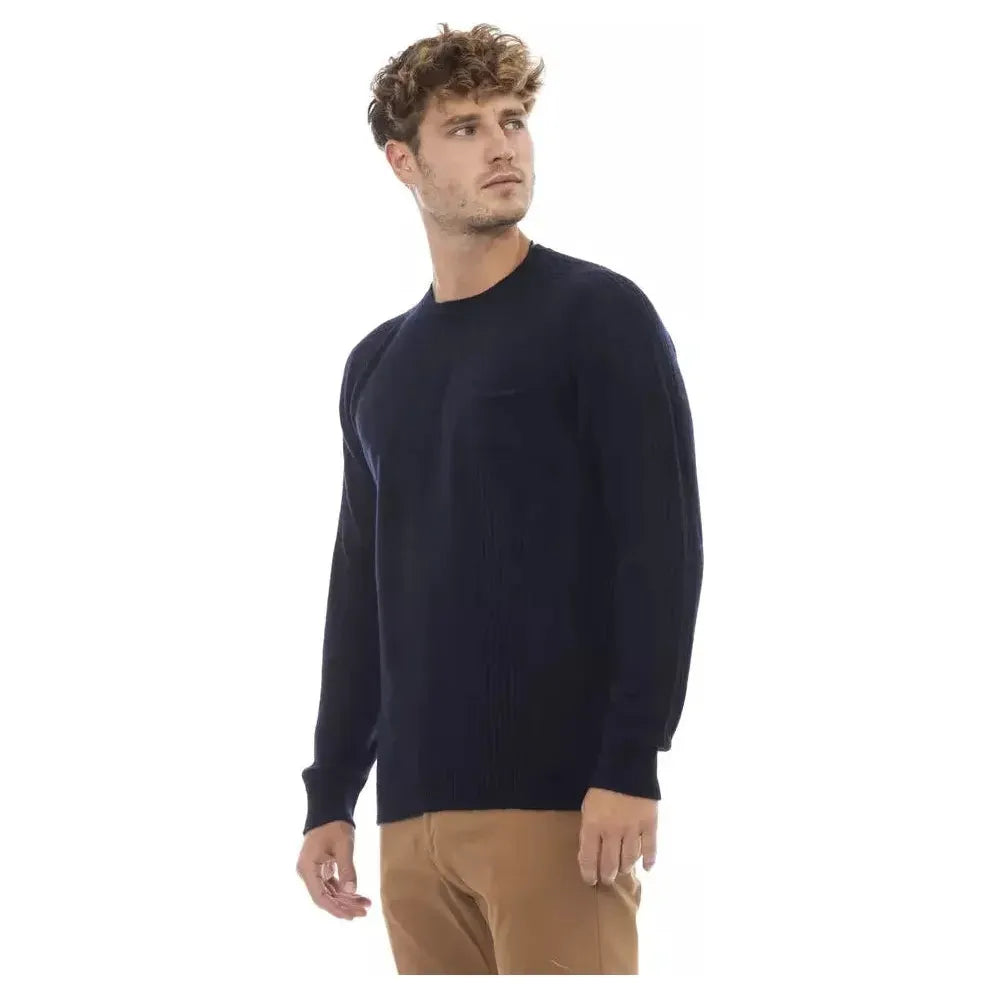 Alpha Studio Blue Viscose Men Sweater Alpha Studio