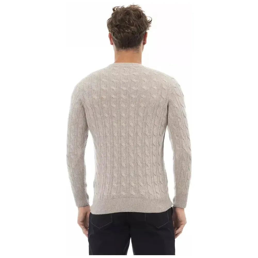 Alpha Studio Beige Viscose Men Sweater Alpha Studio