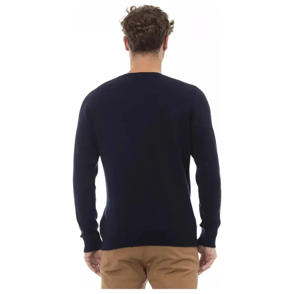 Alpha Studio Blue Viscose Men Sweater Alpha Studio