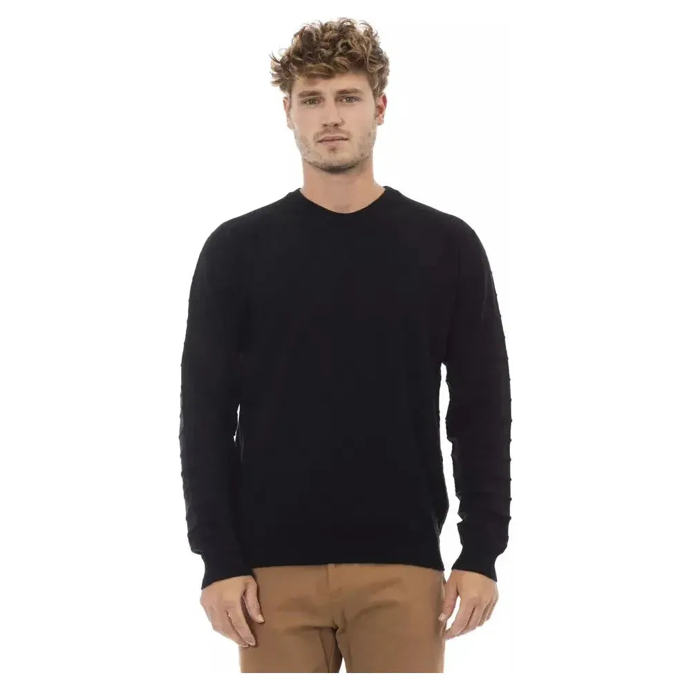 Alpha Studio Black Viscose Men Sweater Alpha Studio