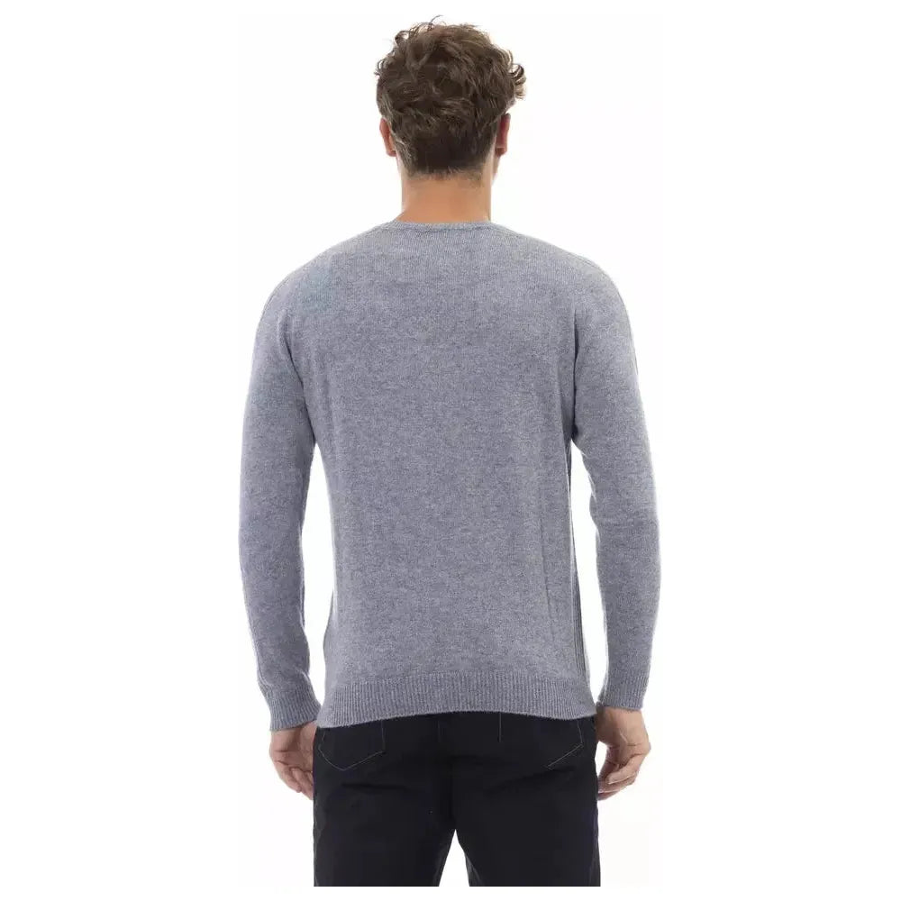 Alpha Studio Light Blue Viscose Men Sweater Alpha Studio