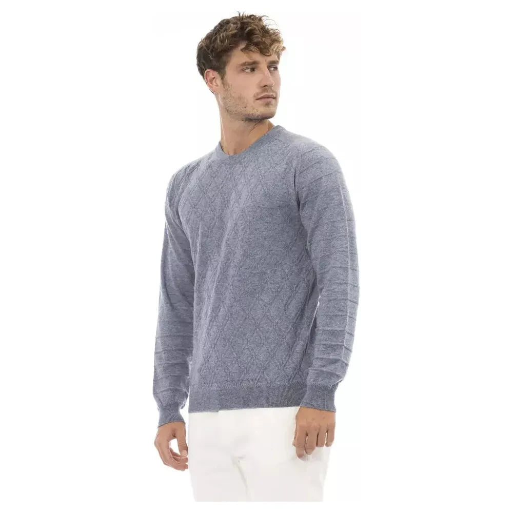 Alpha Studio Light Blue Viscose Men Sweater Alpha Studio