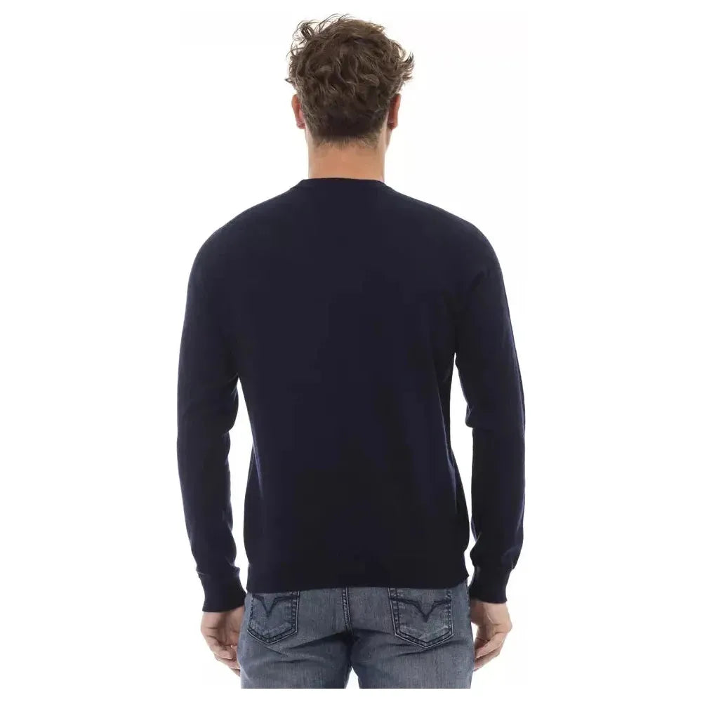 Alpha Studio Blue Viscose Men Sweater Alpha Studio