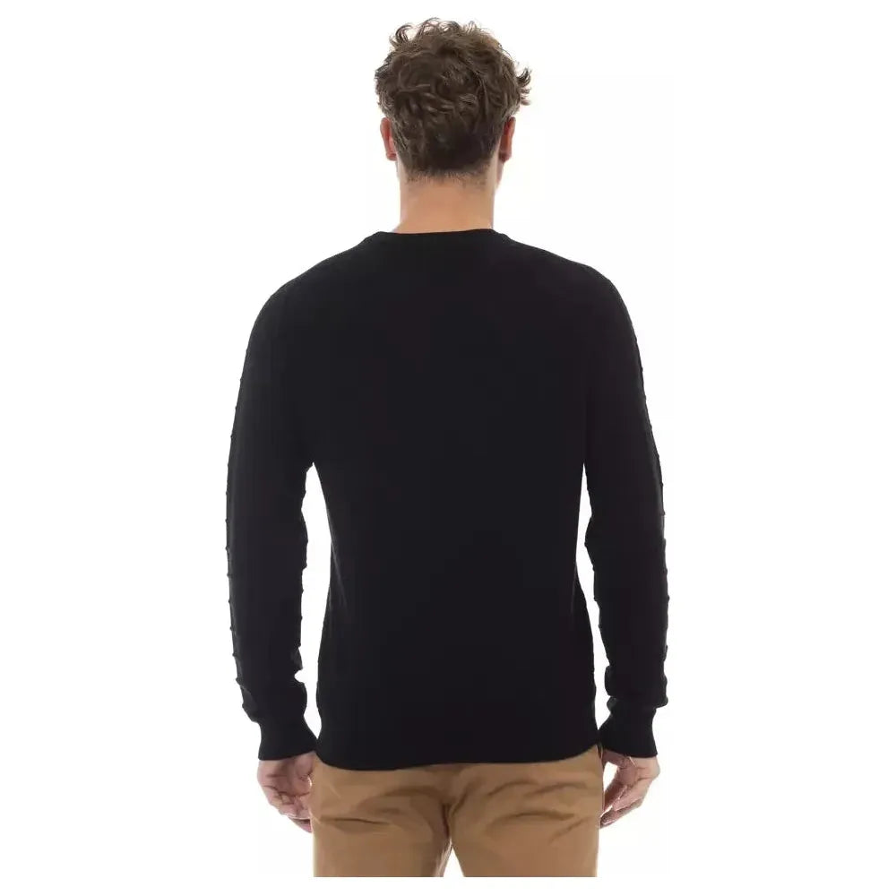 Alpha Studio Black Viscose Men Sweater Alpha Studio