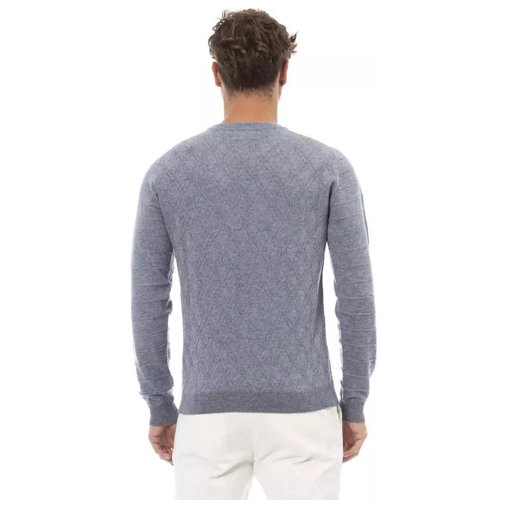 Alpha Studio Light Blue Viscose Men Sweater Alpha Studio