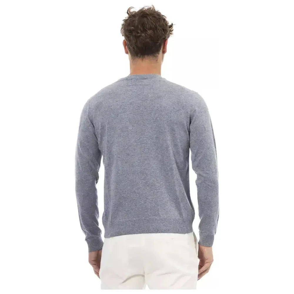 Alpha Studio Light Blue Viscose Men Sweater Alpha Studio