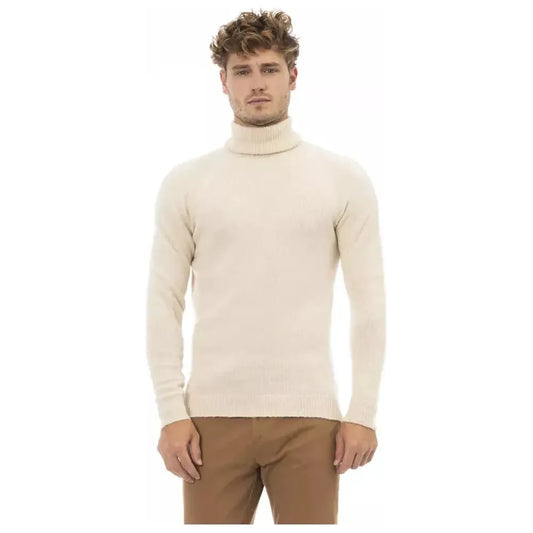 Alpha Studio Beige Alpaca Men Sweater Alpha Studio