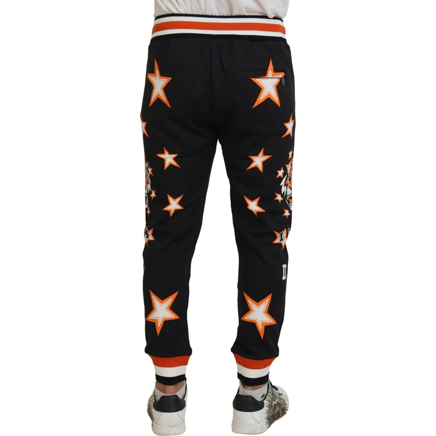 Dolce & Gabbana Black Orange Star Trousers Sport Pants