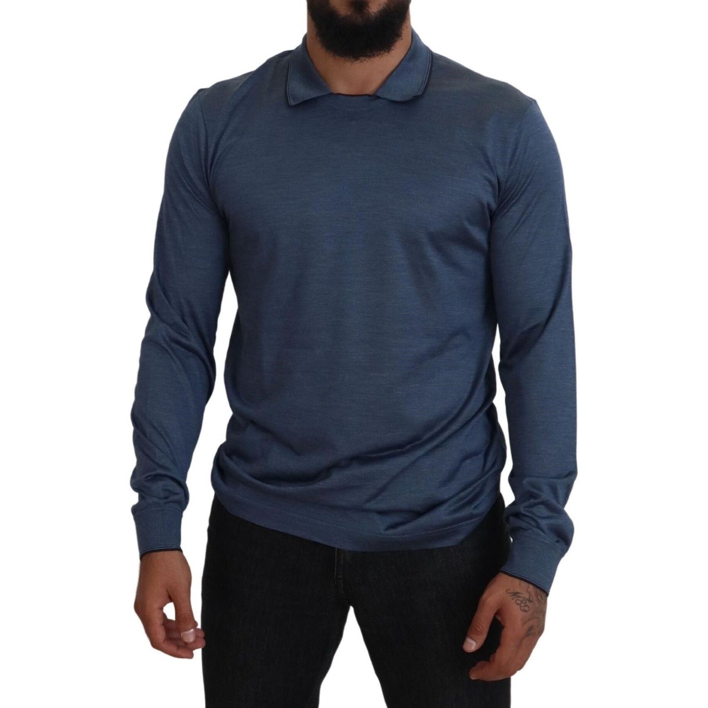 Dolce & Gabbana Elegant Silk Blue Pullover Sweater Dolce & Gabbana