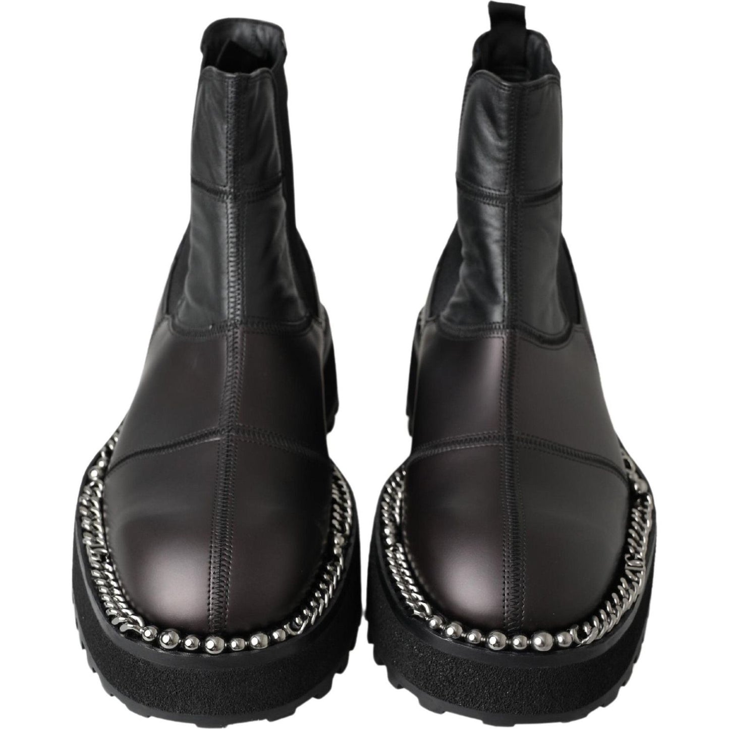 Dolce & Gabbana Black Leather Slip on Stretch Boots