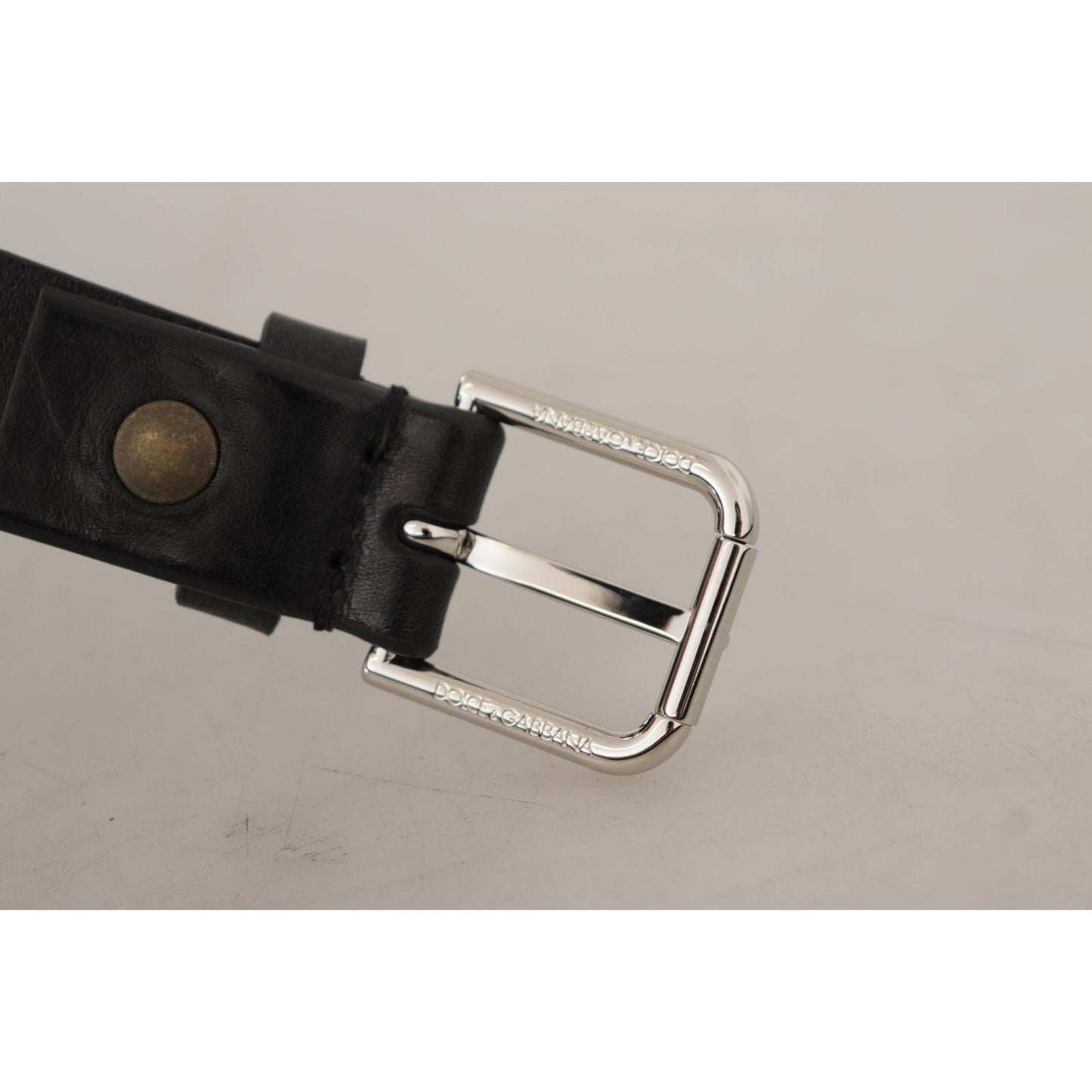 Dolce & Gabbana Elegant Black Leather Belt with Metal Buckle Dolce & Gabbana