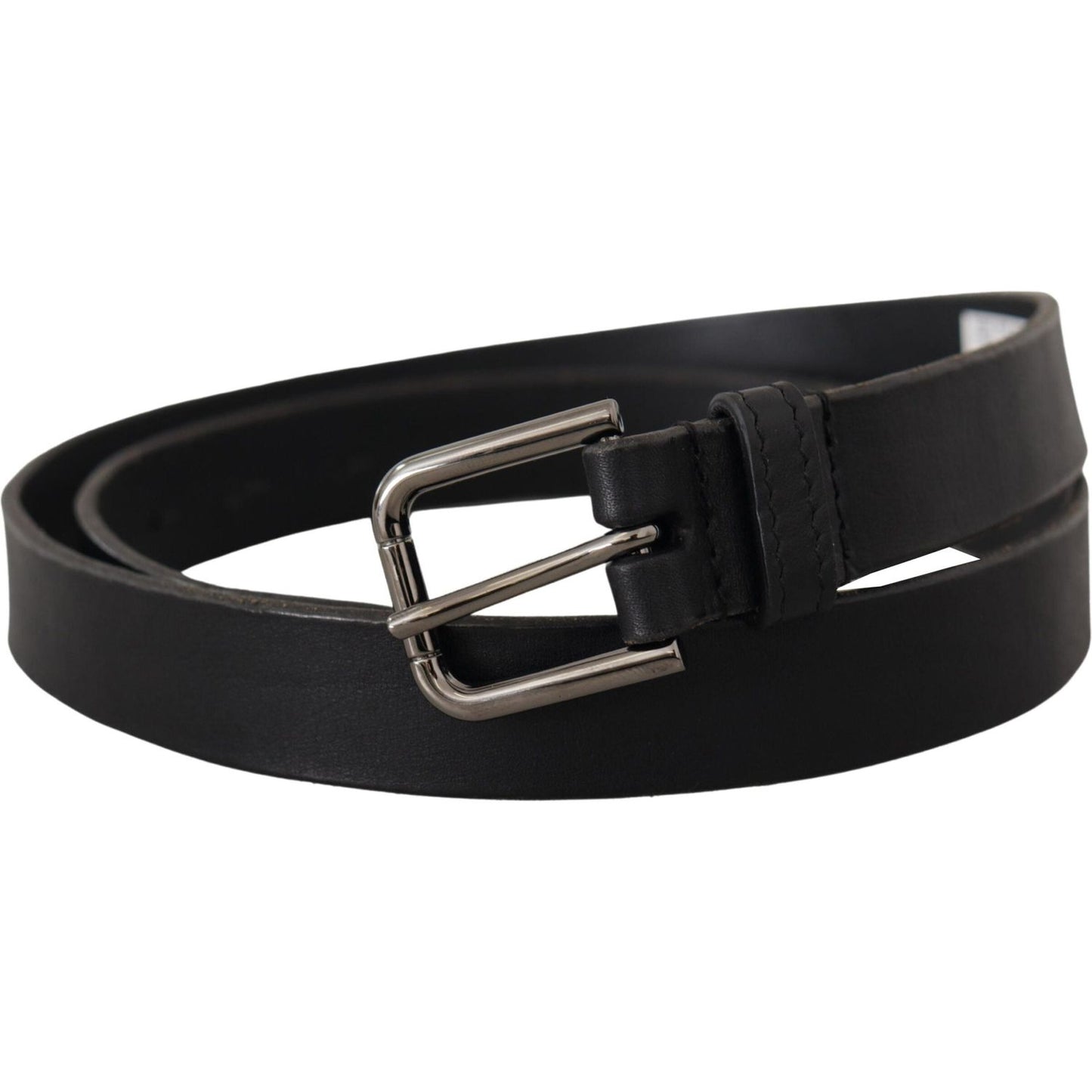 Dolce & Gabbana Elegant Black Leather Belt with Metal Buckle Dolce & Gabbana