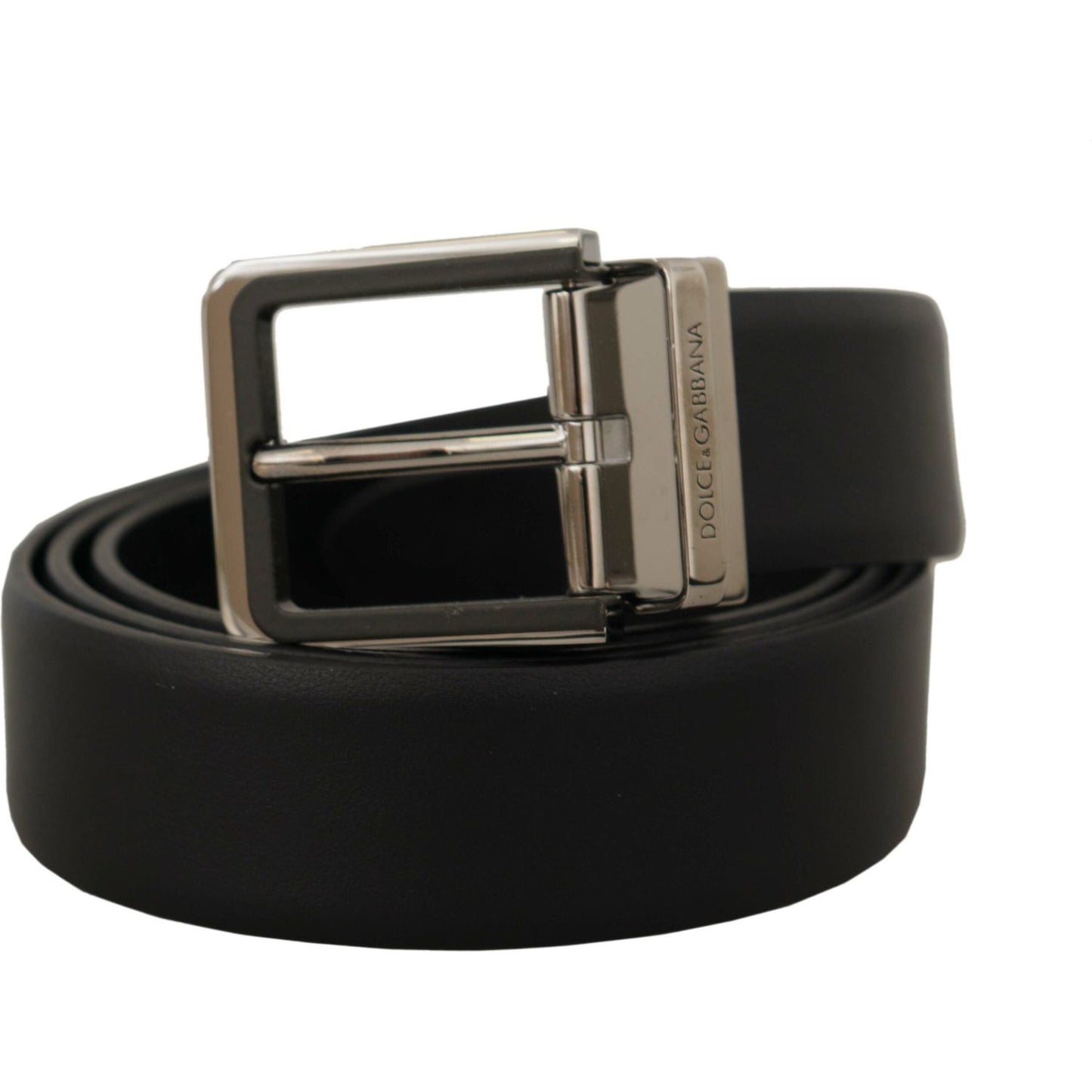 Dolce & Gabbana Elegant Black Leather Belt with Metal Buckle Dolce & Gabbana