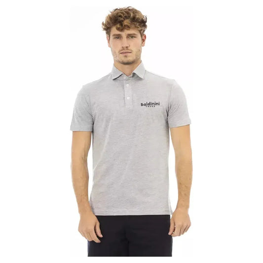 Baldinini Trend Gray Cotton Men Polo Baldinini Trend