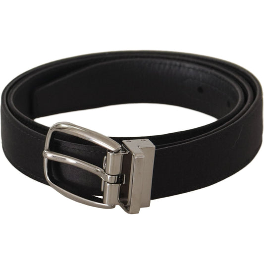 Dolce & Gabbana Elegant Silk Leather Belt with Logo Buckle Dolce & Gabbana